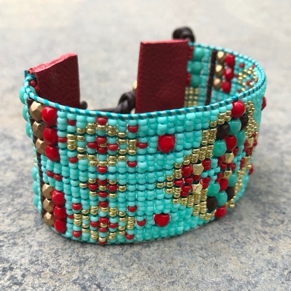 Boho beaded cuff bracelet - Picture 5 of 5